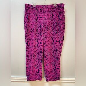 Ann Taylor Womens Pants Jogger Tapered Leg Sz 14 Pink Mid Rise Elastic Waist